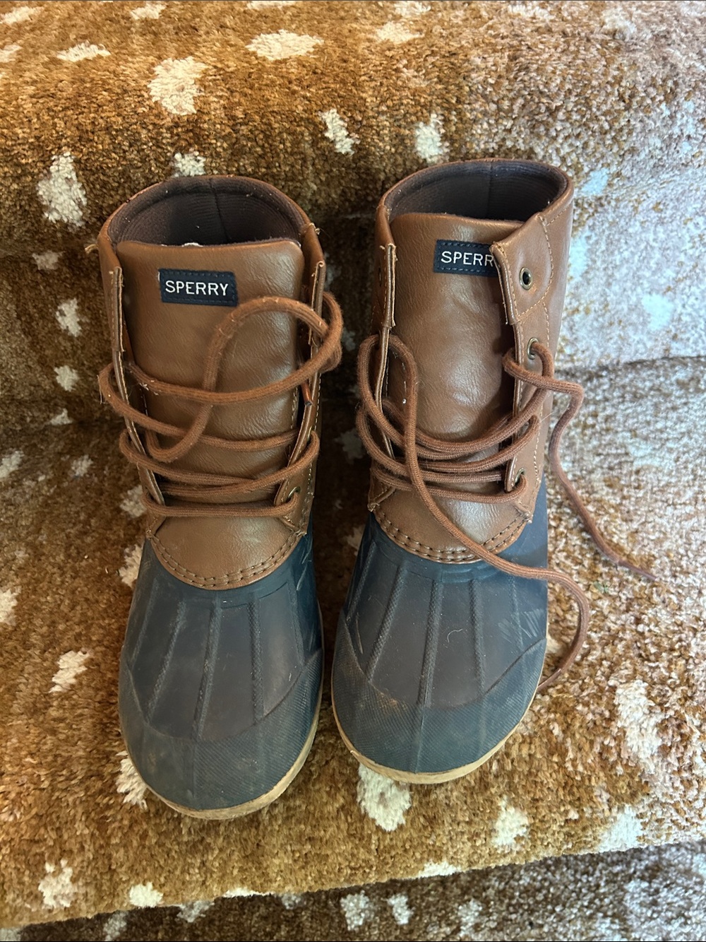 Sperry Brown and Navy Kids Duck Boots Boys 5